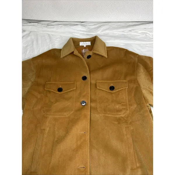 LUCCA Shacket Women Small Camel‎ Brown Faux Wool Utility Jacket Cozy Fall New - Image 3