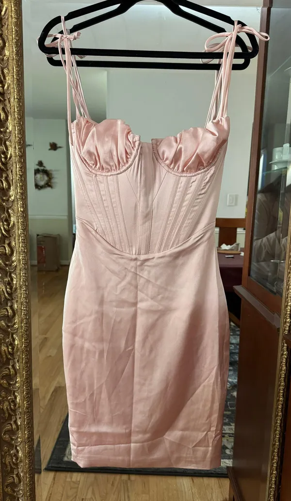 House Of CB Alma corset Silk Dress Small In Blush - Image 4