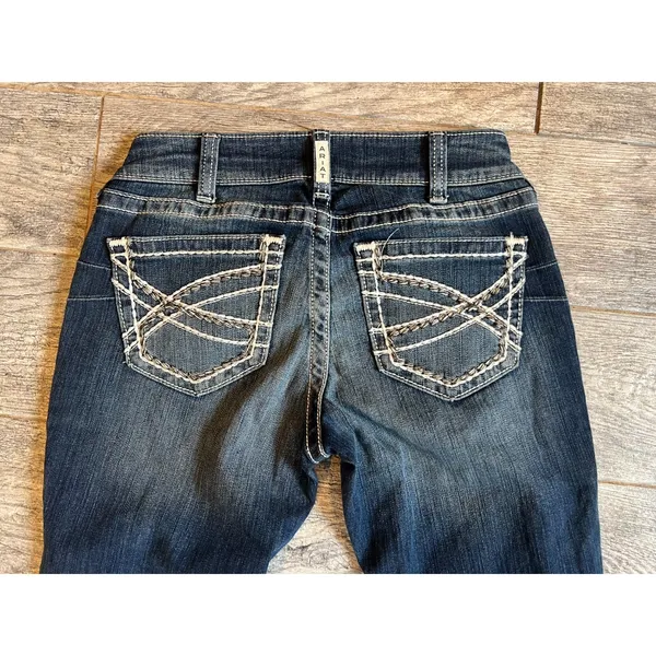 Real Ariat denim jeans Mid Rise Boot Entwined 28L 28 Long Bootcut Womens Cowgirl - Image 15