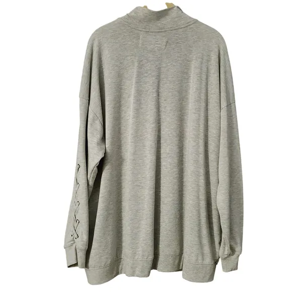 The Sweatshirt Project Pullover Women's Gray Cozy Lace Up Sleeve 1/4‎ Zip, 1X - Image 5