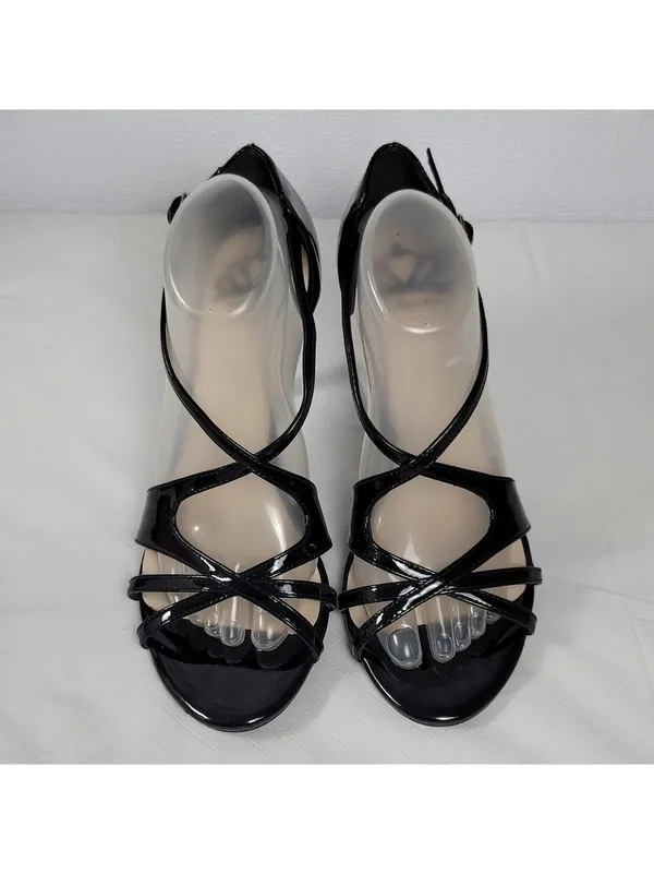 Patent Leather Black Strappy Heel Sandals By Fergalicious Fergie Maya Size 9M - Image 10