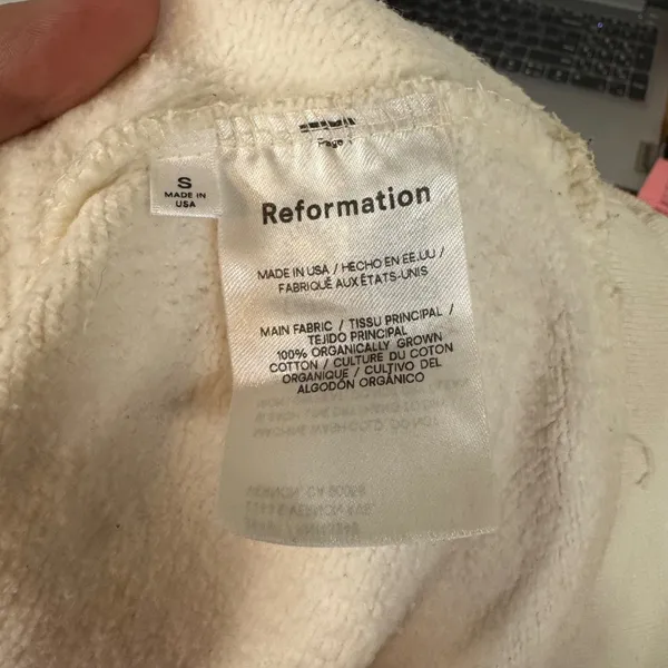 Reformation Quarter‎ Zip Cropped Sweatshirt Size Small - Image 4