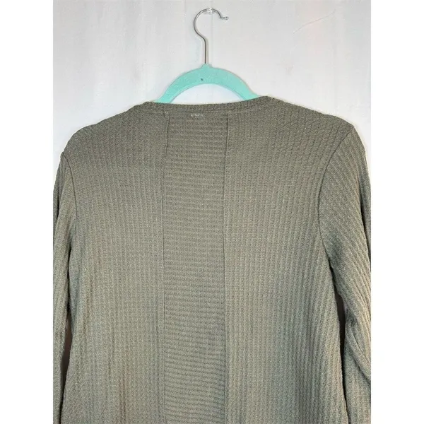 Green Tea Top Womens Small Olive Green Waffle Knit Thermal Long Sleeve - Image 8