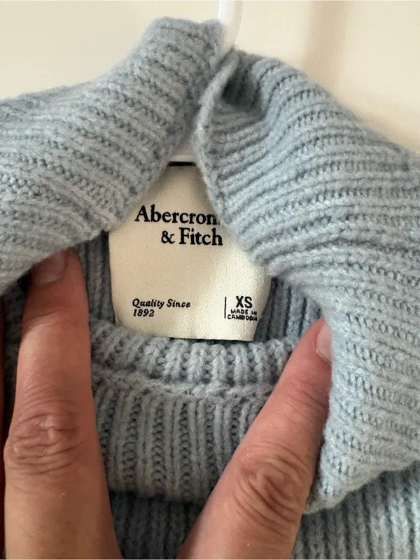 Abercrombie & Fitch Light Blue Ribbed Mock Neck Sweater - Image 2