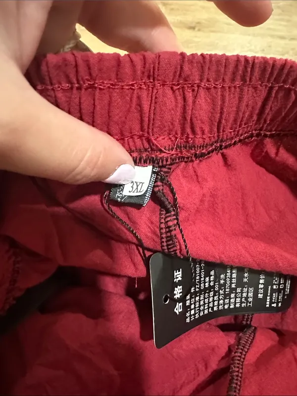 Women’s Red Drawstring Casual Pants - Image 2