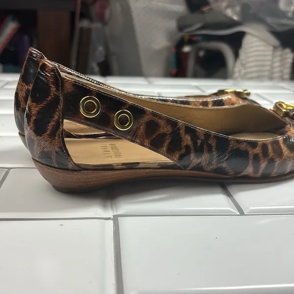 Stuart weitzman chitchat leopard printed‎ ballets flats open toe 8M - Image 13