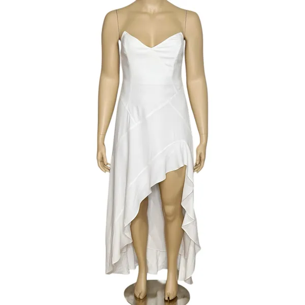 AMANDA UPRICHARD Symone Asymmetric Ruffle Maxi Dress, Ivory, XL - Image 7