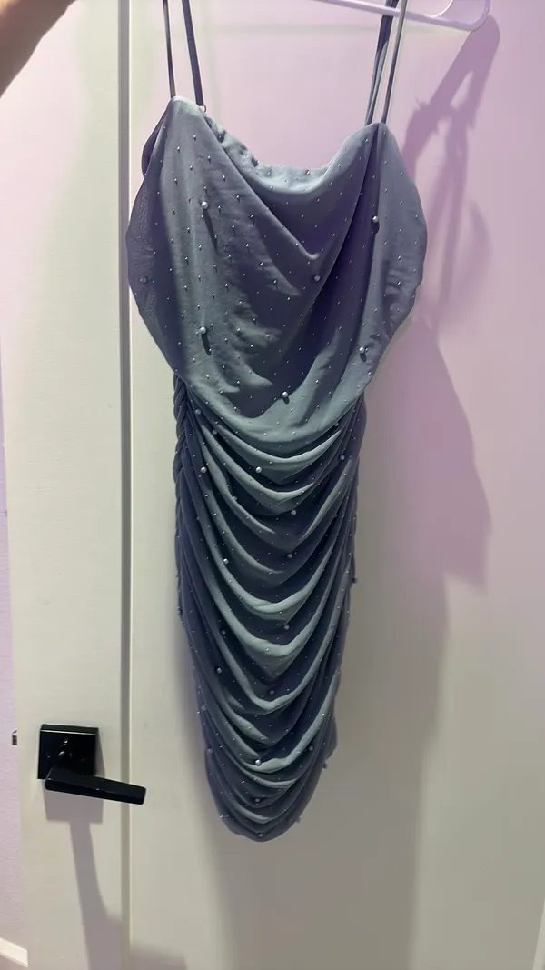 Lovely Day Grey pearl + sparkle short dress - Image 4