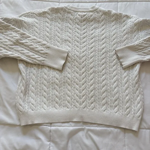 Womens Large‎ White Cable Knit Sweater Feminine Dainty Romantic Coquette Whimsy - Image 7