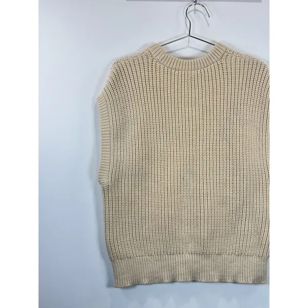 Madewell Womens Sweater Beige Mariella Pointelle Tee Relaxed Fit Sleeveless XL - Image 9