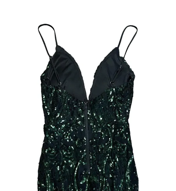 Viviana Formal Sequin Mermaid Dress black and green size small - Image 8