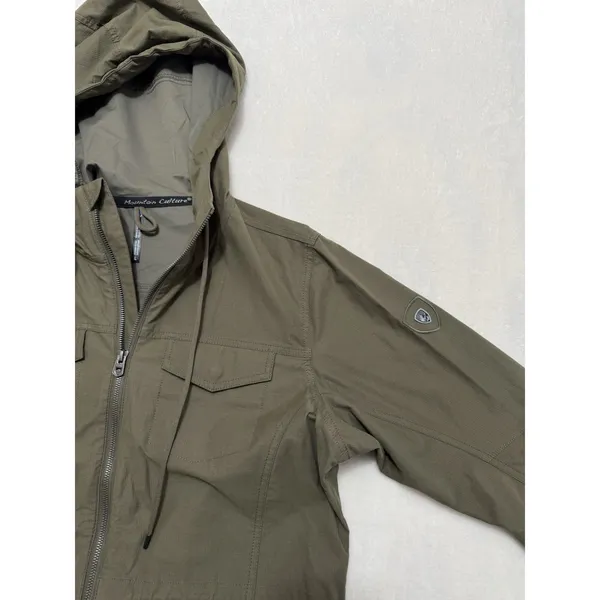 KUHL Women's Stryka Trench Coat Jacket Hooded Zip Green Sz Medium - Image 4