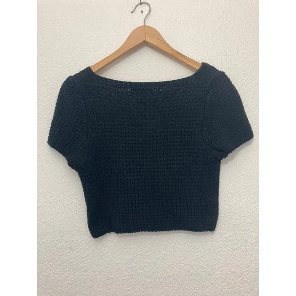 Asos Designs Grunge Emo Whimsigoth Black Knit Crochet Sweater Crop Top Medium - Image 4
