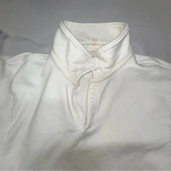 FP Movement Free People White French Terry V-Neck Oversized Polo Sweatshirt Lg - Image 3