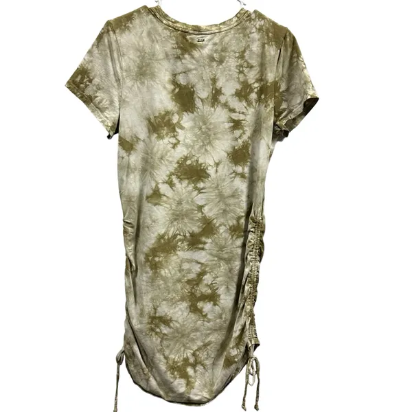 Pink Kinder to the Planet Tie Dye Ruched Short Sleeve Tunic Mini Dress Womens L - Image 7