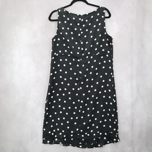 Apostrophe Black Polka Dot‎ Sleeveless Dress Knee Length Retro Tie Chic Large 12 - Image 2