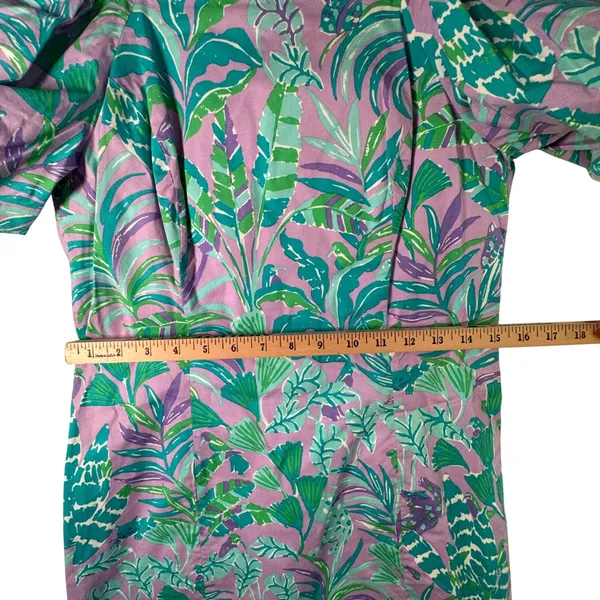Lilly Pulitzer Lettie Dress Sz‎ 4 Purple Iris On The Chase Puff Sleeve Tropical - Image 7