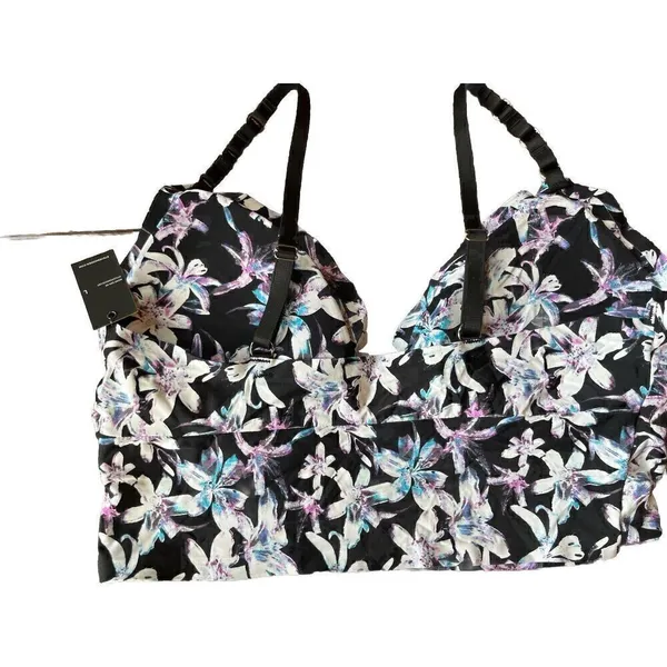 Steve Madden Bralette Bra Women L Large Black Floral Wireless Opaque Casual - Image 3