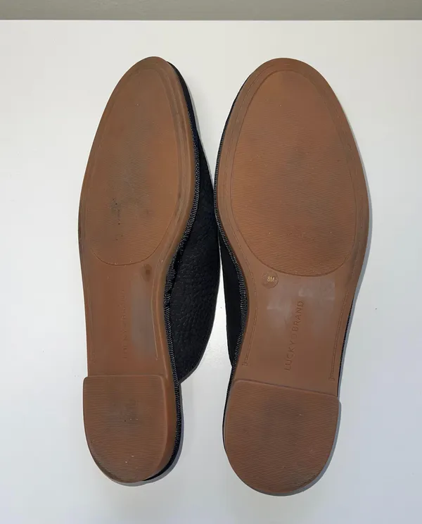 Lucky Brand Arvy Nib Black Embossed Slip-on Mules - Image 8