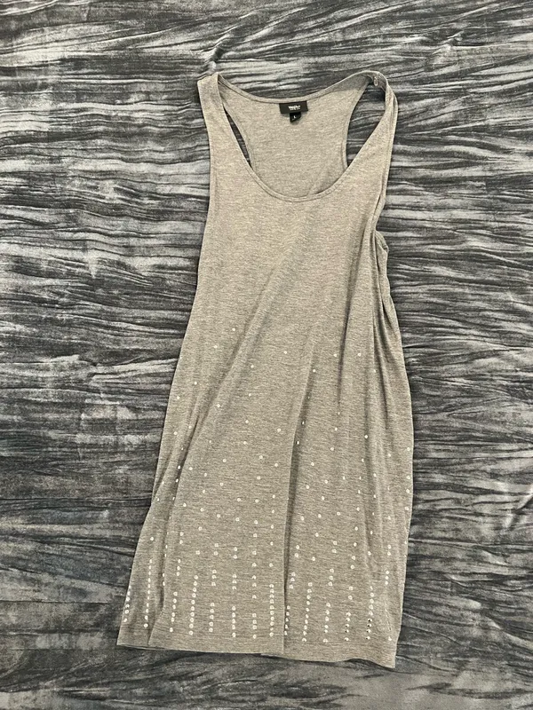 Mossimo Light Gray Tank Top with Subtle Pattern Size L Size L - Image 4