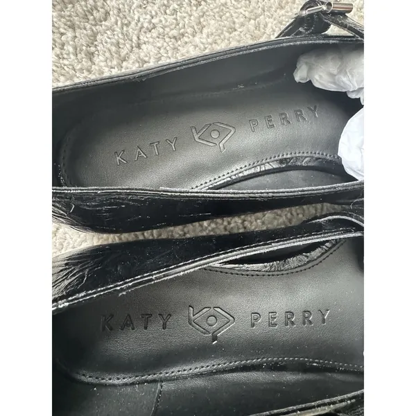 NWB Katy Perry The Evie Mary Jane Ballet Flat Womens Size 8 M Crinkle Black - Image 7