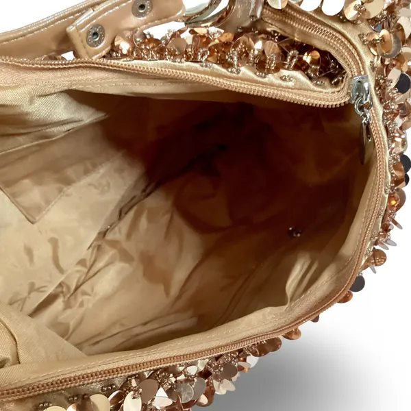 Sequin Beaded Evening Handbag Gold - Image 8