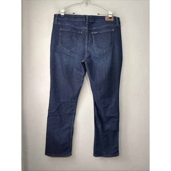 LEE Blue Jeans Womens Size 20 L Long Stretch Dark Wash Denim Straight 38X30 - Image 4