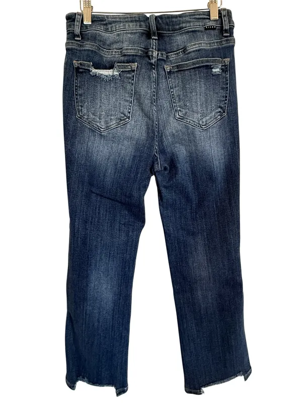Risen Jeans Women’s 9/29 Mid Rise Distressed Bootcut Jeans Raw Hem Stretch Denim - Image 4