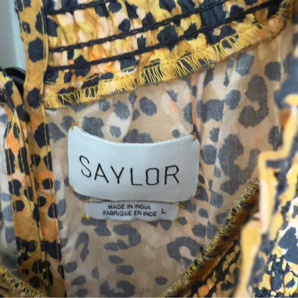 Saylor Kristin Large Leopard Print Tiered‎ Maxi Dress Cottagecore Prairie Boho - Image 10