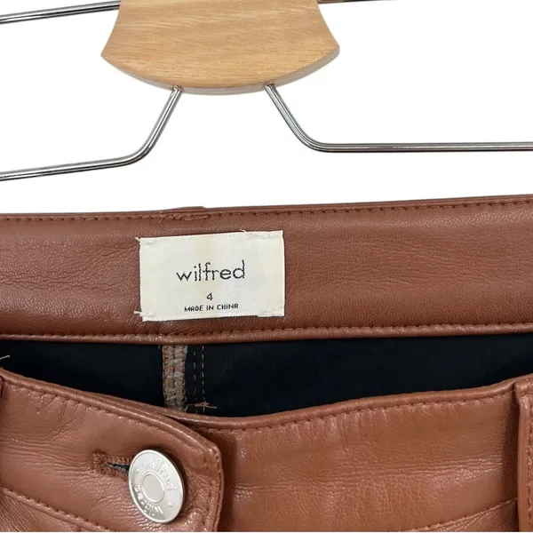 Aritzia Wilfred Melina Pants Vegan Faux Leather High Waist Brown Size‎ 4 - Image 12