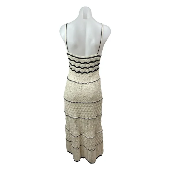 Zara Women's Geometric Crochet Knit Sleeveless Midi Cami Tank Bodycon Dress Sz M - Image 4