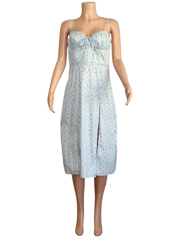 HOUSE OF CB Carina Floral Bustier Midi Dress, Blue, Large - Image 6