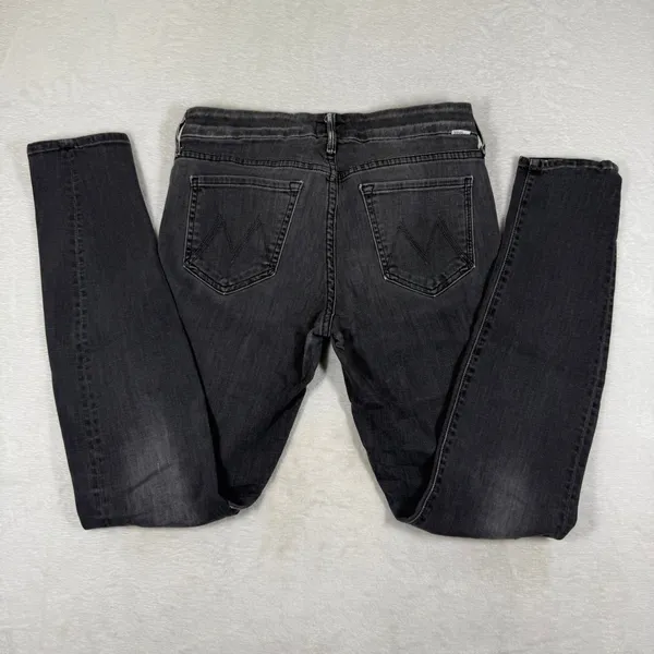 MOTHER Denim Faded Black Skinny Jeans Size 28‎ Made in USA Distressed Gray - Image 2
