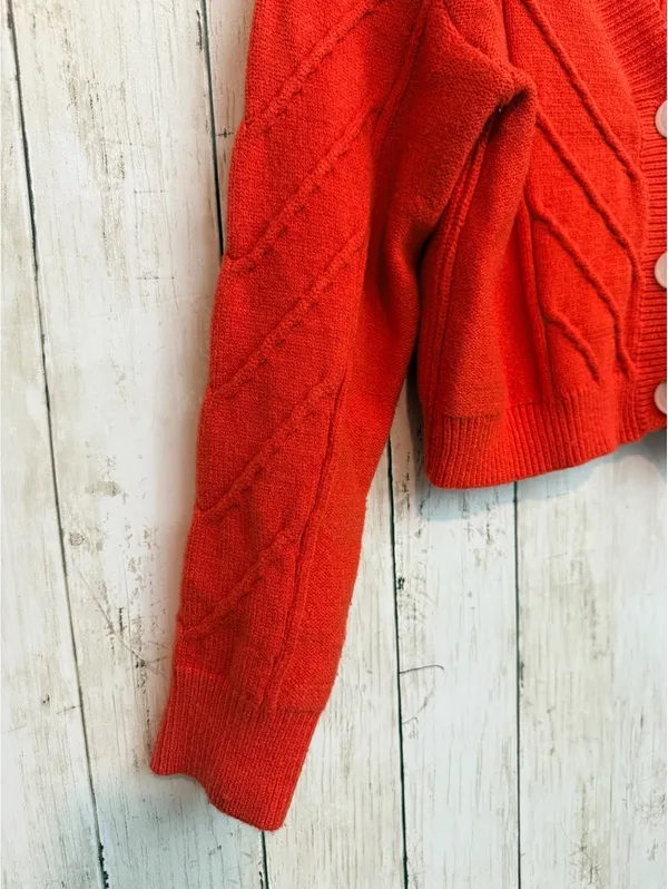 LUSH Women’s Small Colorblock Cable Knit Cropped Cardigan - Image 3