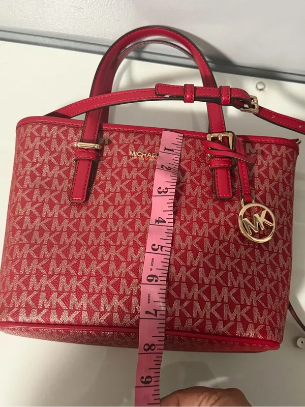 Michael Kors Pink-Red Signature Tote Satchel - Image 7