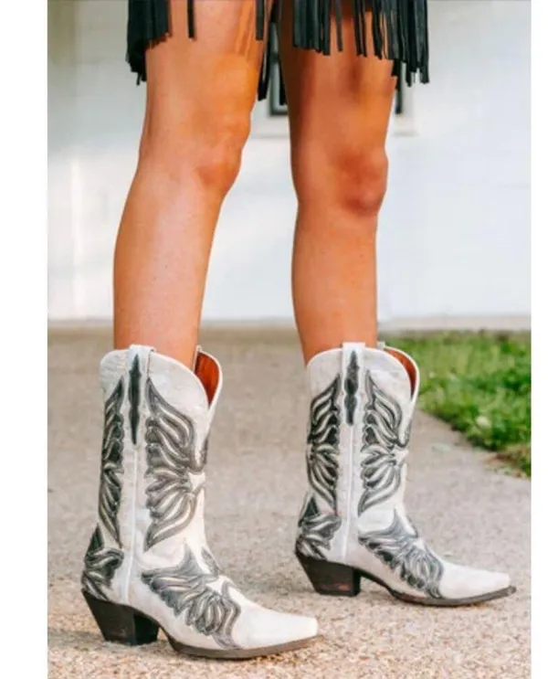 Dan Post Ndulgence Cowboy Boots Snip Toe Leather White Black Size 8 NWT Western - Image 2