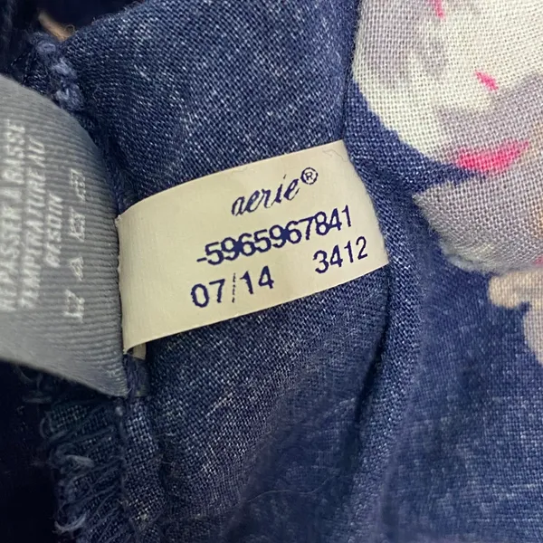 aerie Casual Pink Floral Blue Pajama PJ Lounge Pants Small - Image 5