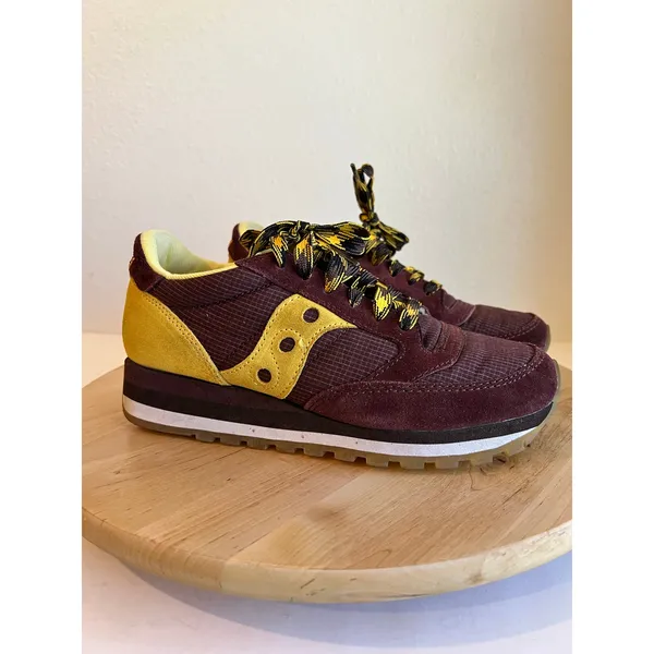 Saucony Jazz Maroon & Yellow Suede Leather Lace Up Sneakers Women's Size 8 - Image 13