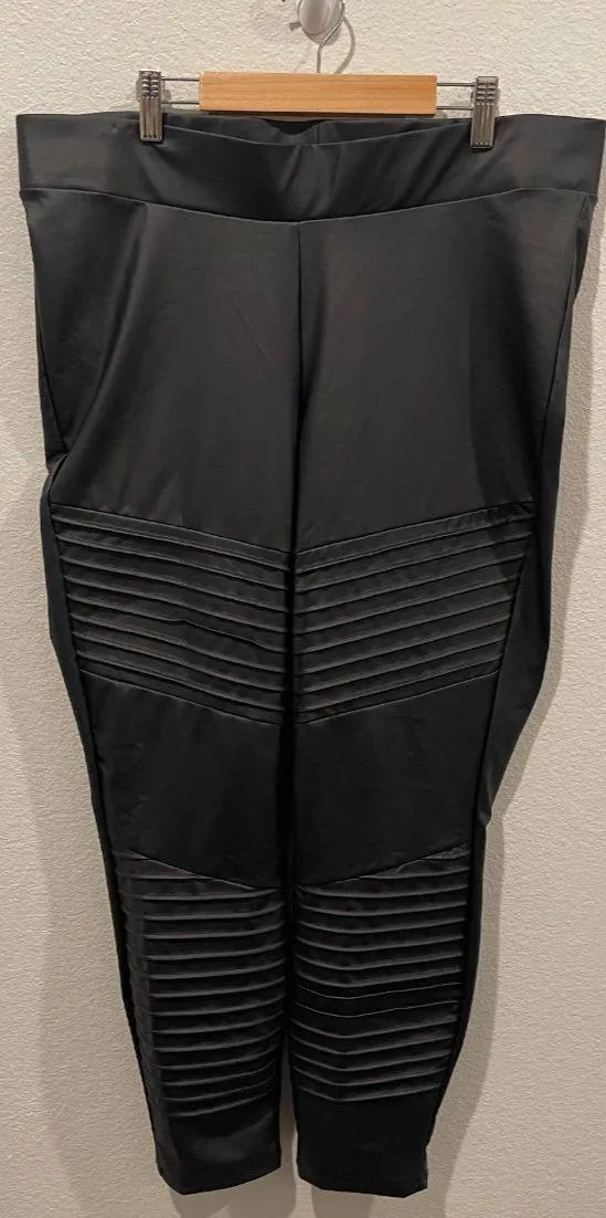 Black Faux Leather Moto Leggings - Image 4