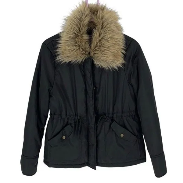 Francesca’s Collection Forever Audrey Womens Faux Fur Trim Lined Parka Coat Jack - Image 2