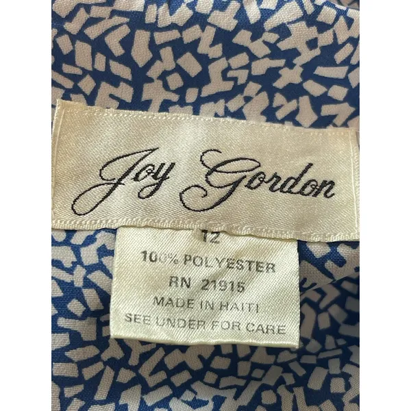 VTG 80s Joy Gordon Midi Blue White Semi Sheer Short Sleeve Nautical Dress 12 - Image 8