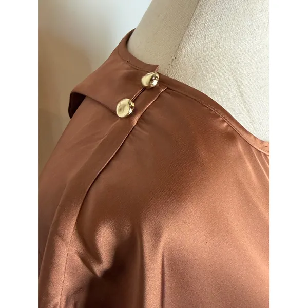 BHLDN Anthropologie Midi Dress Women Medium Brown NWT Satin Open Back Side Slit - Image 8