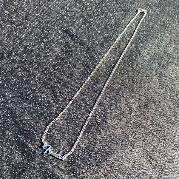 💎🩶 Vintage Y2K 2000s NWT Fender Monogram Statement Silver Tone Metal Pendant & Ball Chain Necklace $19.99 🩶💎 - Image 6