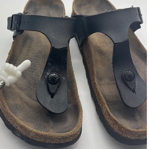 Birkenstock Gizeh Black Birko-Flor Thong Sandals Women 38 L7 M5 Made in Germany - Image 3