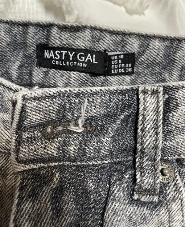 Nasty Gal Distressed Gray Mom Jeans - Image 2