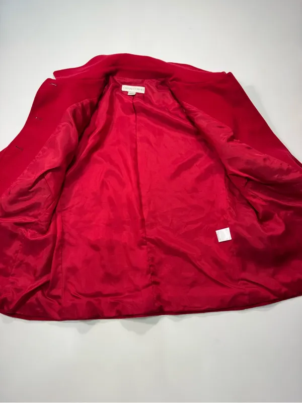 Casual Corner Wool Blend Women's Vibrant Red Button Jacket Size L - Image 5