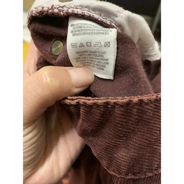 Free People Corduroy Pants Burgundy Wine Skinny Retro Boho Womens Size 28 - Image 12