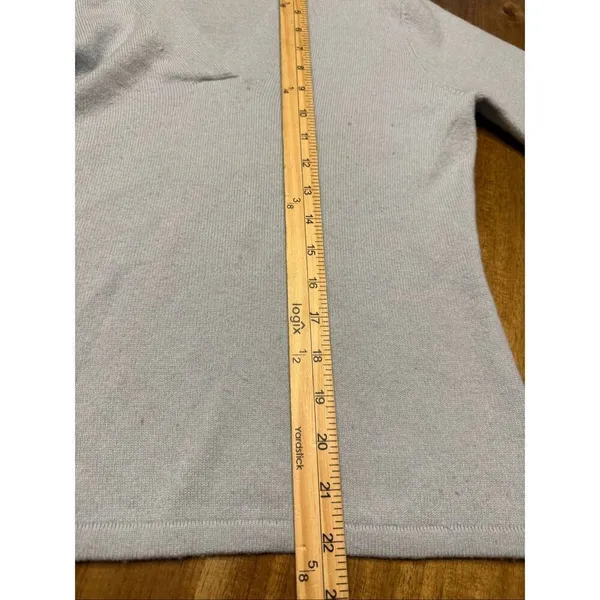 EVELYN GRACE 100% CASHMERE Light Blue V-NECK PULLOVER SWEATER SIZE Small - Image 5