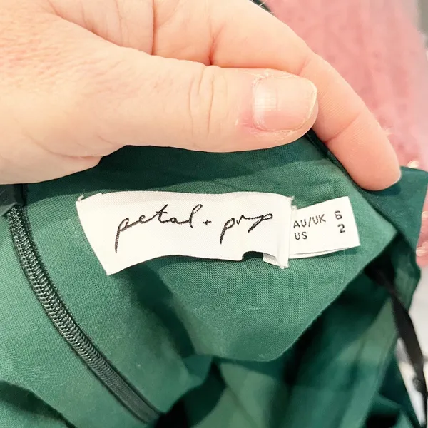 Petal + Pup Xiomar One Shoulder Midi Dress Emerald Green 2 - Image 2
