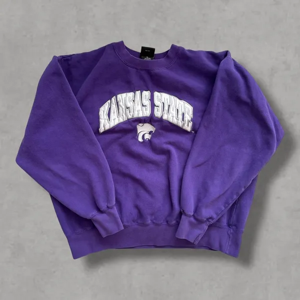 Vintage Purple Embroidered Kansas State Heavyweight Sweatshirt - Image 3